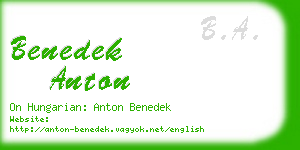 benedek anton business card